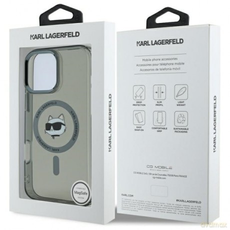 Karl Lagerfeld nakładka do iPhone 16 Pro Max 6,9 KLHMP16XHLSCHK czarna Hardcase IML Metal Choupette Head MagSafe