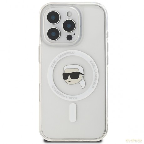 Karl Lagerfeld nakładka do iPhone 16 Pro Max 6,9 KLHMP16XHLSKIH biała Hardcase IML Metal Karl Head MagSafe
