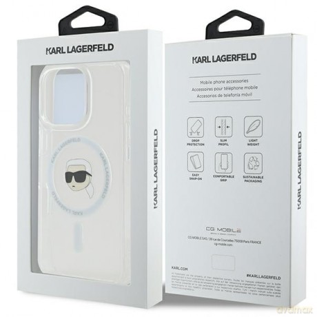 Karl Lagerfeld nakładka do iPhone 16 Pro Max 6,9 KLHMP16XHLSKIH biała Hardcase IML Metal Karl Head MagSafe