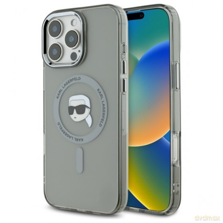 Karl Lagerfeld nakładka do iPhone 16 Pro Max 6,9 KLHMP16XHLSKIK czarna Hardcase IML Metal Karl Head MagSafe