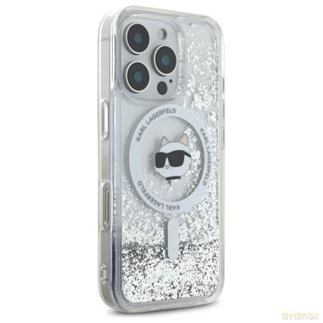 Karl Lagerfeld nakładka do iPhone 16 Pro Max 6,9 KLHMP16XLGCHSGH przezroczysta Hardcase Liquid Glitter Choupette Head MagSafe