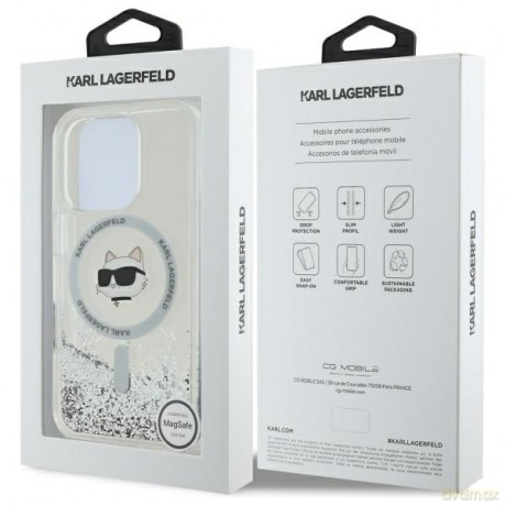 Karl Lagerfeld nakładka do iPhone 16 Pro Max 6,9 KLHMP16XLGCHSGH przezroczysta Hardcase Liquid Glitter Choupette Head MagSafe