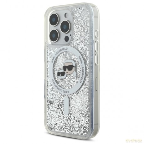 Karl Lagerfeld nakładka do iPhone 16 Pro Max 6,9 KLHMP16XLGKCSGH przezroczysta Hardcase Liquid Glitter Karl&Choupette Head MagSafe