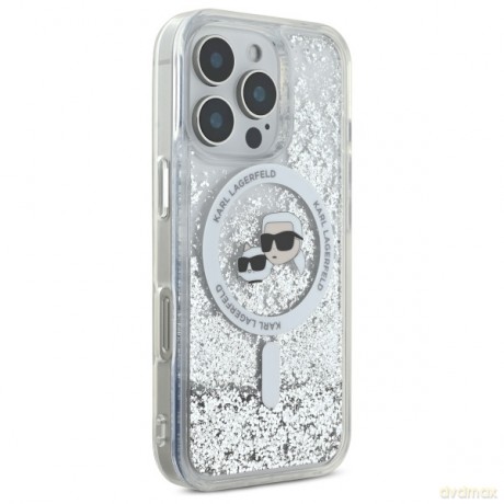 Karl Lagerfeld nakładka do iPhone 16 Pro Max 6,9 KLHMP16XLGKCSGH przezroczysta Hardcase Liquid Glitter Karl&Choupette Head MagSafe