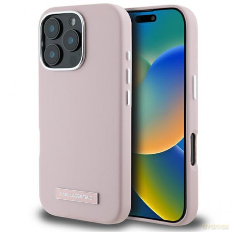 Karl Lagerfeld nakładka do iPhone 16 Pro Max 6,9 KLHMP16XPGMSRPP różowa Hardcase FW Metal Plate MagSafe
