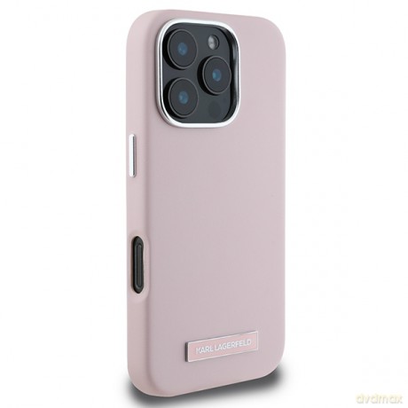 Karl Lagerfeld nakładka do iPhone 16 Pro Max 6,9 KLHMP16XPGMSRPP różowa Hardcase FW Metal Plate MagSafe