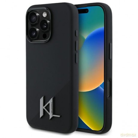 Karl Lagerfeld nakładka do iPhone 16 Pro Max 6,9 KLHMP16XSCMKMPCK czarna Hardcase Silicone Shadow Metal Initial MagSafe