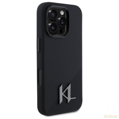 Karl Lagerfeld nakładka do iPhone 16 Pro Max 6,9 KLHMP16XSCMKMPCK czarna Hardcase Silicone Shadow Metal Initial MagSafe