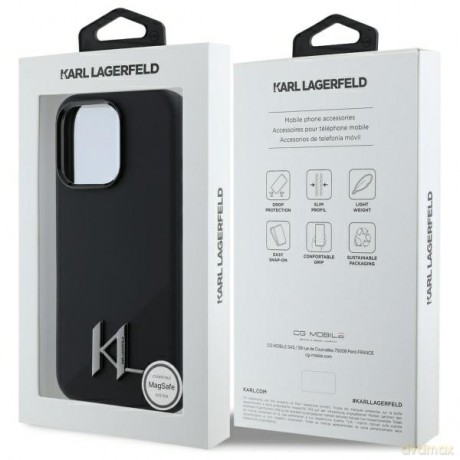 Karl Lagerfeld nakładka do iPhone 16 Pro Max 6,9 KLHMP16XSCMKMPCK czarna Hardcase Silicone Shadow Metal Initial MagSafe