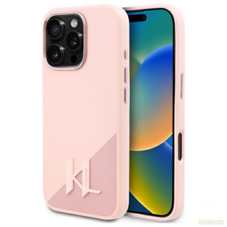 Karl Lagerfeld nakładka do iPhone 16 Pro Max 6,9 KLHMP16XSCMKMPCP różowa Hardcase Silicone Shadow Metal Initial MagSafe