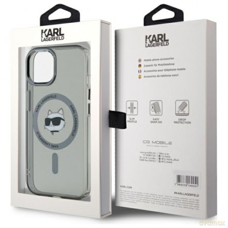 Karl Lagerfeld nakładka HC MagSafe IML Metal Choupette Head do iPhone 15 6,1 czarna