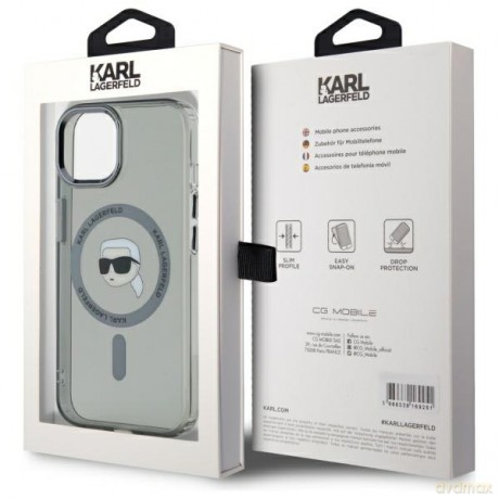 Karl Lagerfeld nakładka HC MagSafe IML Metal K. Head do iPhone 15 6,1 czarna