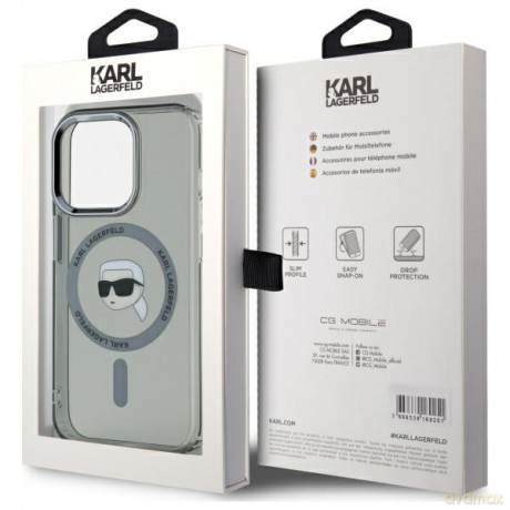 Karl Lagerfeld nakładka HC MagSafe IML Metal K. Head do iPhone 15 Pro 6,1 czarna