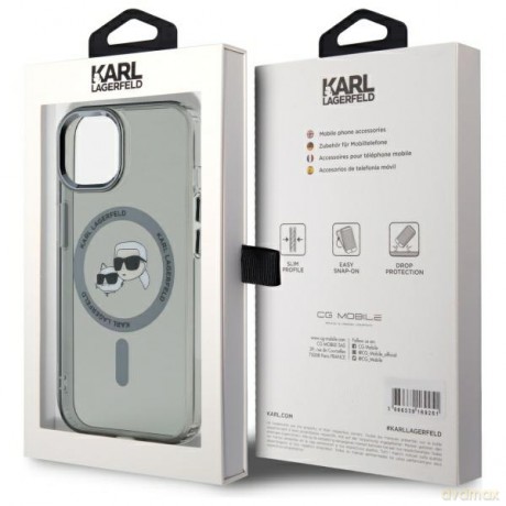 Karl Lagerfeld nakładka HC MagSafe IML Metal KC Heads do iPhone 15 6,1 czarna