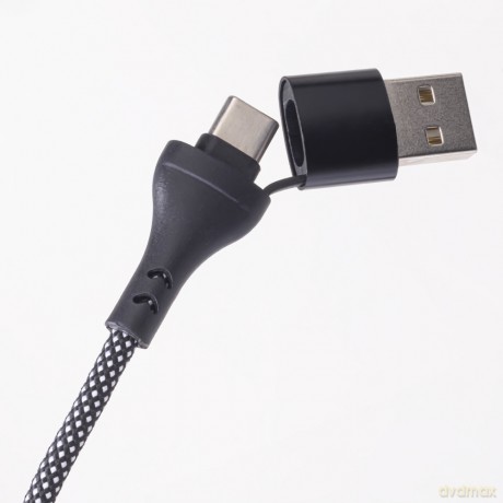 Maxlife kabel ALLin1 USB + USB-C - Lightning + 2x USB-C 1,0 m 66W czarny
