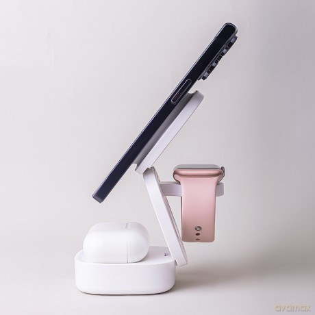 Maxlife ładowarka bezprzewodowa magnetyczna MXWC-06 15W biała 3w1