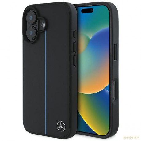 Mercedes nakładka do iPhone 16 6,1 MEHMP16S23RURBK Hardcase MB Blue Line Leather MagSafe czarna