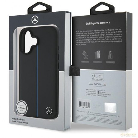 Mercedes nakładka do iPhone 16 6,1 MEHMP16S23RURBK Hardcase MB Blue Line Leather MagSafe czarna