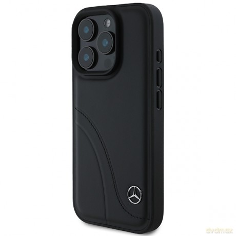 Mercedes nakładka do iPhone 16 Pro 6,3 MEHCP16L23RBCSK Hardcase MB Curved Stitches Leather czarna