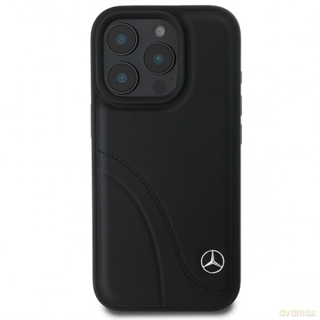 Mercedes nakładka do iPhone 16 Pro 6,3 MEHCP16L23RBCSK Hardcase MB Curved Stitches Leather czarna