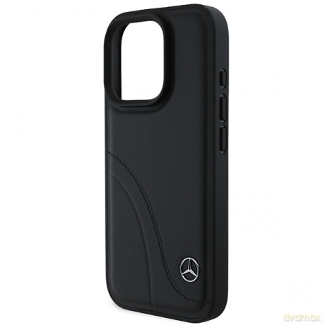 Mercedes nakładka do iPhone 16 Pro 6,3 MEHCP16L23RBCSK Hardcase MB Curved Stitches Leather czarna