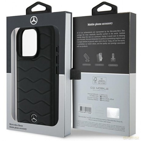 Mercedes nakładka do iPhone 16 Pro 6,3 MEHCP16L23RWRSK Hardcase MB Waves Leather czarna