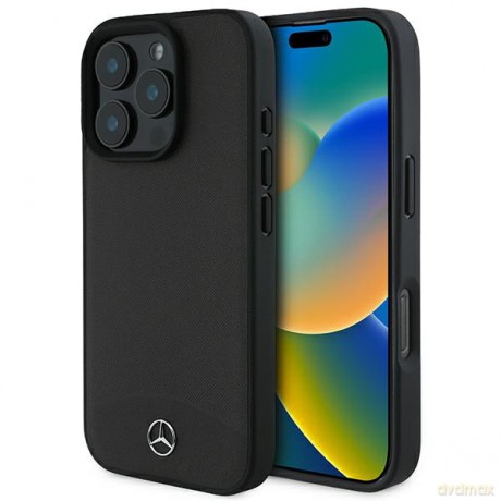 Mercedes nakładka do iPhone 16 Pro 6,3 MEHMP16L23RBARK Hardcase Textured And Plain Leather MagSafe czarna