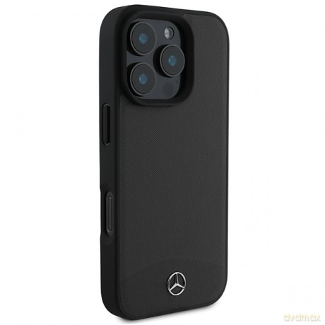 Mercedes nakładka do iPhone 16 Pro 6,3 MEHMP16L23RBARK Hardcase Textured And Plain Leather MagSafe czarna