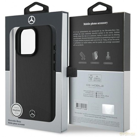 Mercedes nakładka do iPhone 16 Pro 6,3 MEHMP16L23RBARK Hardcase Textured And Plain Leather MagSafe czarna