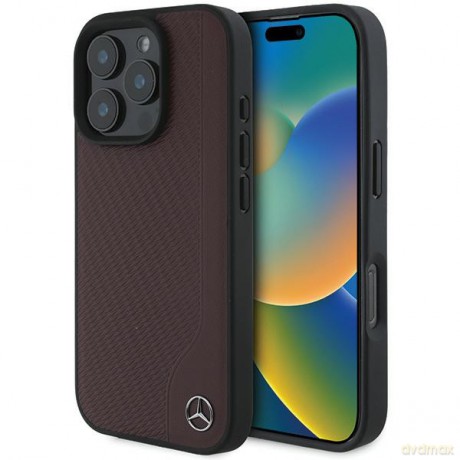 Mercedes nakładka do iPhone 16 Pro 6,3 MEHMP16L23RBGVR Hardcase MB Wood Imitation Leather MagSafe czerwona