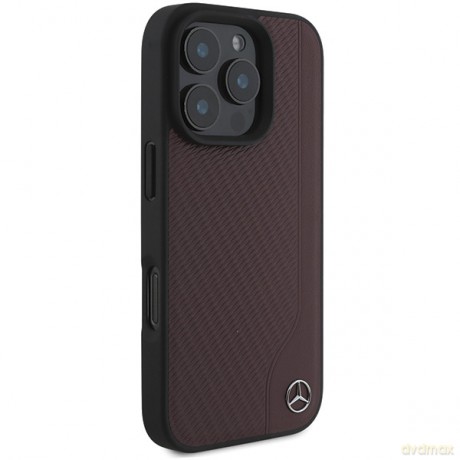 Mercedes nakładka do iPhone 16 Pro 6,3 MEHMP16L23RBGVR Hardcase MB Wood Imitation Leather MagSafe czerwona