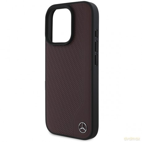 Mercedes nakładka do iPhone 16 Pro 6,3 MEHMP16L23RBGVR Hardcase MB Wood Imitation Leather MagSafe czerwona