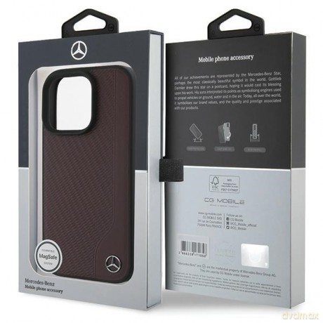 Mercedes nakładka do iPhone 16 Pro 6,3 MEHMP16L23RBGVR Hardcase MB Wood Imitation Leather MagSafe czerwona