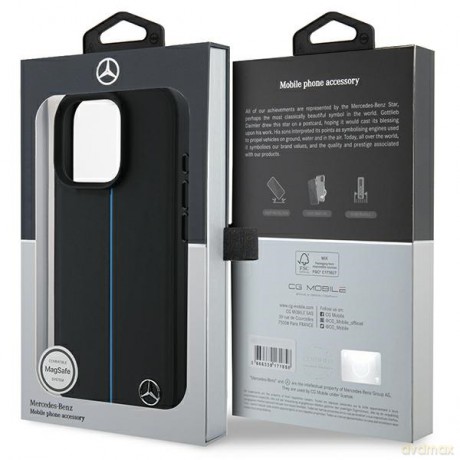 Mercedes nakładka do iPhone 16 Pro 6,3 MEHMP16L23RURBK Hardcase MB Blue Line Leather MagSafe czarna