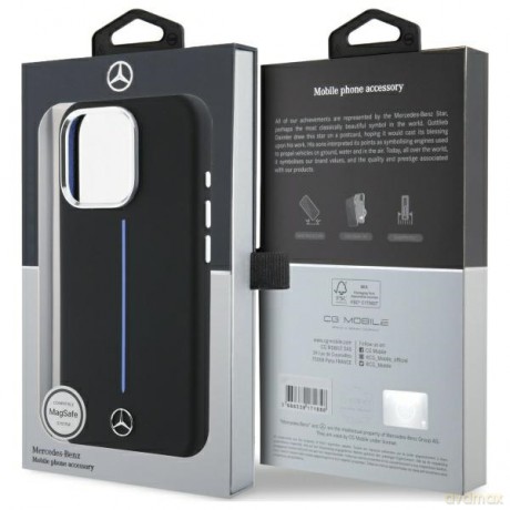 Mercedes nakładka do iPhone 16 Pro 6,3 MEHMP16L23SUMBK Hardcase Silicone Blue Stripe MagSafe czarna