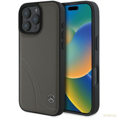 Mercedes nakładka do iPhone 16 Pro Max 6,9 MEHCP16X23RBCSB Hardcase MB Curved Stitches Leather brązowa