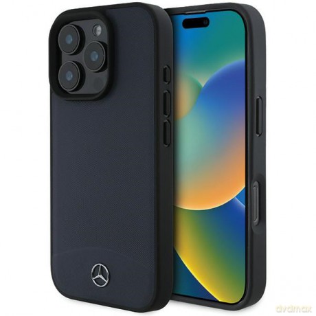 Mercedes nakładka do iPhone 16 Pro Max 6,9 MEHMP16X23RBARV Hardcase Textured And Plain Leather MagSafe granatowa