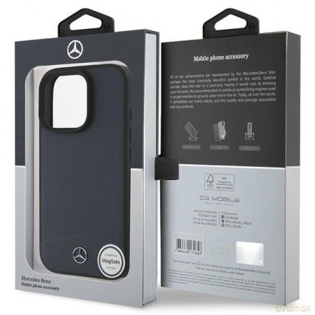 Mercedes nakładka do iPhone 16 Pro Max 6,9 MEHMP16X23RBARV Hardcase Textured And Plain Leather MagSafe granatowa