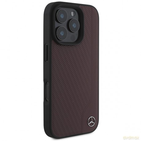 Mercedes nakładka do iPhone 16 Pro Max 6,9 MEHMP16X23RBGVR Hardcase MB Wood Imitation Leather MagSafe czerwona