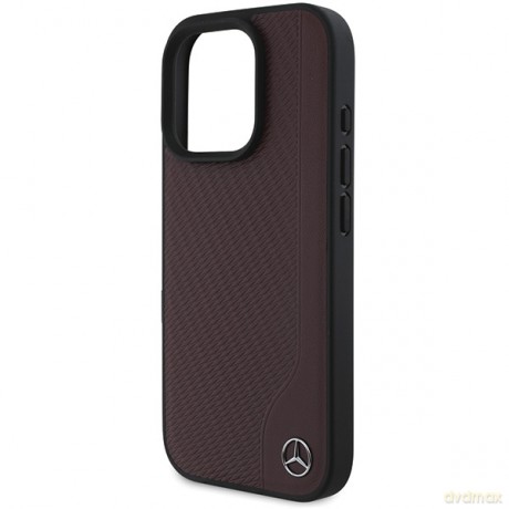 Mercedes nakładka do iPhone 16 Pro Max 6,9 MEHMP16X23RBGVR Hardcase MB Wood Imitation Leather MagSafe czerwona