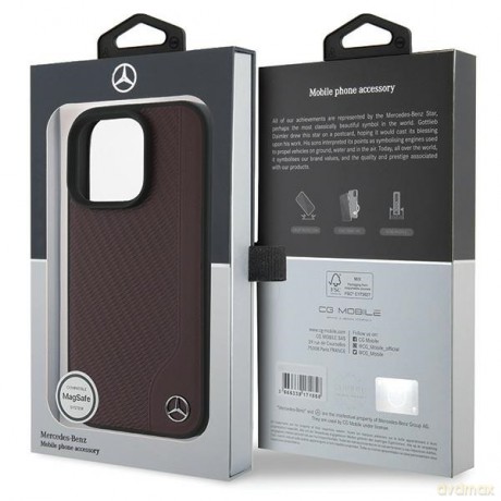 Mercedes nakładka do iPhone 16 Pro Max 6,9 MEHMP16X23RBGVR Hardcase MB Wood Imitation Leather MagSafe czerwona