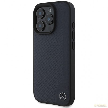 Mercedes nakładka do iPhone 16 Pro Max 6,9 MEHMP16X23RBGVV Hardcase MB Wood Imitation Leather MagSafe granatowa