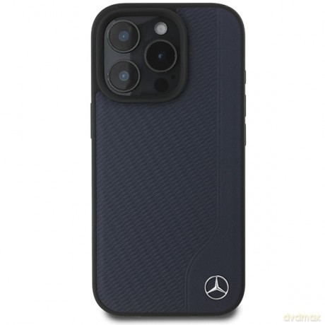Mercedes nakładka do iPhone 16 Pro Max 6,9 MEHMP16X23RBGVV Hardcase MB Wood Imitation Leather MagSafe granatowa