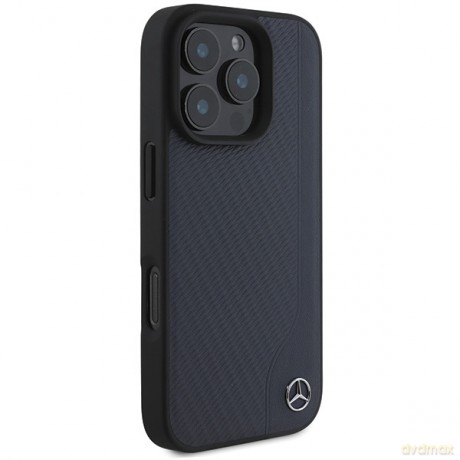 Mercedes nakładka do iPhone 16 Pro Max 6,9 MEHMP16X23RBGVV Hardcase MB Wood Imitation Leather MagSafe granatowa