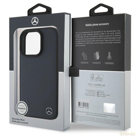 Mercedes nakładka do iPhone 16 Pro Max 6,9 MEHMP16X23RBGVV Hardcase MB Wood Imitation Leather MagSafe granatowa