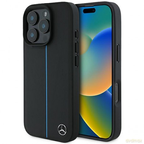 Mercedes nakładka do iPhone 16 Pro Max 6,9 MEHMP16X23RURBK Hardcase MB Blue Line Leather MagSafe czarna