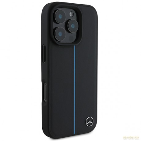Mercedes nakładka do iPhone 16 Pro Max 6,9 MEHMP16X23RURBK Hardcase MB Blue Line Leather MagSafe czarna