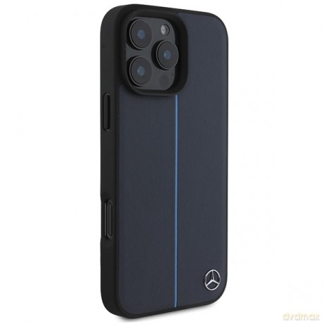 Mercedes nakładka do iPhone 16 Pro Max 6,9 MEHMP16X23RURBV Hardcase MB Blue Line Leather MagSafe granatowa