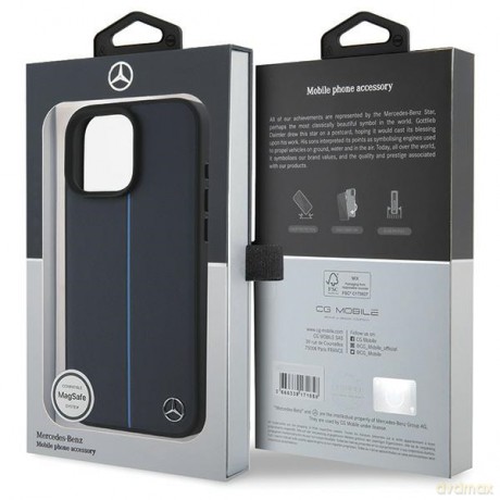 Mercedes nakładka do iPhone 16 Pro Max 6,9 MEHMP16X23RURBV Hardcase MB Blue Line Leather MagSafe granatowa