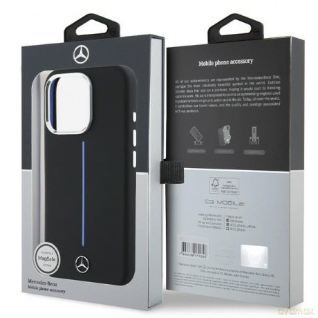 Mercedes nakładka do iPhone 16 Pro Max 6,9 MEHMP16X23SUMBK Hardcase Silicone Blue Stripe MagSafe czarna